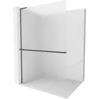 Mexen Kioto+ L paroi de douche avec étagère Walk-in 120 x 200 cm, verre dépoli, gris acier brossé - 800-120-123-66-30