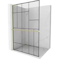 Mexen Kioto+ L paroi de douche avec étagère Walk-in 120 x 200 cm, motif noir, or brossé - 800-120-123-55-78