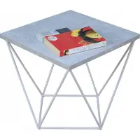 FutuStal Table basse carrée en fil métallique Loft Industrial Blanc + Béton clair