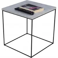 FutuStal Table basse carrée en fil métallique 40x40x43 Loft Noir+Béton clair