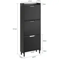 SoBuy Meuble à chaussures gris foncé 3 portes