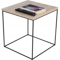 FutuStal Table basse carrée en fil métallique 40x40x43 Loft Noir+Chêne Sonoma