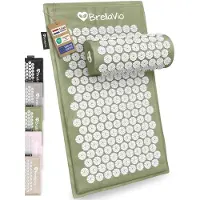 BrellaVio Tapis d'ongles avec coussin d'ongles - Vert - 74x44 cm - Tapis d'acupression - Lit d'ongles - Coussin d'acupuncture - Massage Shakti