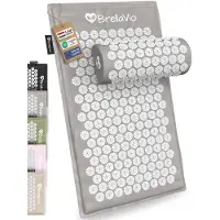 BrellaVio Tapis d'acupression avec coussin - - Gris - 74x44 cm - Tapis d'acupression - Lit d'ongles - Coussin d'acupuncture - Massage Shakti