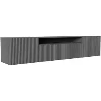 MargaretHadas24 Meuble TV Meuble TV Meuble TV bas 200 cm Façades fraisées verticalement Design moderne Trois portes Salon Montage mural (Couleur : graphite, graphite)