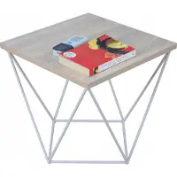FutuStal Table basse carrée en fil métallique Loft Industrial Blanc + Chêne Sonoma