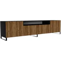 MargaretHadas24 Meuble TV Mio III Meuble TV Meuble TV bas 200 cm Façades fraisées verticalement Design moderne Trois portes Salon (Couleur : noir, catania)