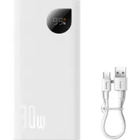 Baseus Powerbank Adaman2 avec affichage numérique 2X Usb-A / 1X Usb-C 10000Mah 30W - Blanc