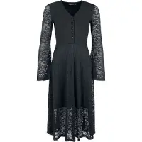 Jawbreaker Robe longue Gothic de - Robe midi en dentelle avec boutons sur le devant - XS - 3XL - pour Femme - noir - Taille M