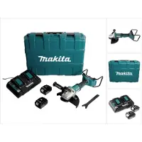 Makita Meuleuse d'angle sans fil DGA 900 PGKX2 36 V (2 x 18 V) 230 mm sans balais + 2 batteries 6,0 Ah + double chargeur + Ezynut + mallette
