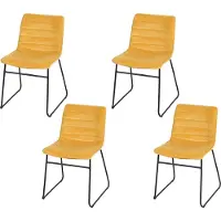 AC-DÉCO Lot de 4 chaises BROOKLYN en velours - L 55 x l 45 x H 78cm - Jaune moutarde