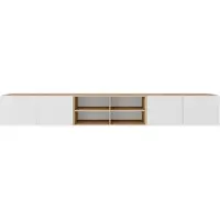 MargaretHadas24 Margaret Hadas24 Meuble TV Leo IV Meuble TV bas 300 cm Suspendu Design moderne Salon Fixation murale, Meuble TV artisanal, blanc
