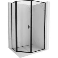 Mexen Cabine de douche pentagonale asymétrique pivotante gauche Mist 80 x 100 cm, cadre noir, noir - 8A8-080-100-70-70-L