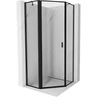 Mexen Mist cabine de douche pentagonale pivotante gauche 80 x 80 cm, cadre noir, noir - 8A8-080-080-70-70-L