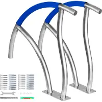Vevor Rampe Piscine Acier Inox 2PCS Main Courante 76,2x76,2 cm Rail Barre d'Appui Piscines 170 kg avec Plaque de Base 30,5x10,2 cm Housses Poignées 50 cm pour Sortie Entrée Piscine Spa Parc Aquatique