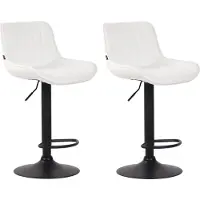 CLP - Ensemble de 2 tabourets de bar Lentini, revêtus de similicuir, pivotants et réglables en hauteur | Couleur : blanc, structure : noir