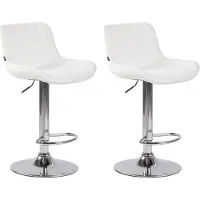 CLP Lot de 2 tabourets de bar Lentini en similicuir, pivotants et réglables en hauteur, structure blanche, finition chromée