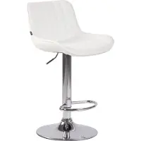 CLP Tabouret de bar Lentini, revêtement en similicuir, pivotant et réglable en hauteur | Couleur : blanc. Structure : chromée