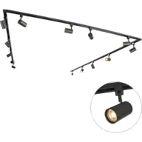 QAZQA Système d'éclairage sur rail monophasé intelligent avec 14 Wifi GU10 noir - Iconic Jeana