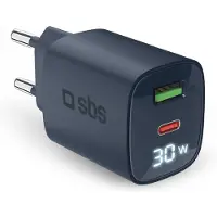 SBS Chargeur mural LCD USB‑C 30W + USB‑A 18W