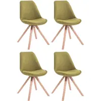 CLP Lot De 4 Chaises De Salle À Manger Toulouse Tissu Pieds Carrés Bois Vert/nature