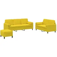 vidaXL Ensemble de canapés 3 pièces avec coussins Velours jaune