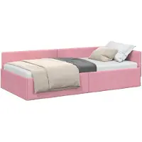 vidaXL Sommier d'angle avec tête de lit rose 100 cm x 200 cm velours