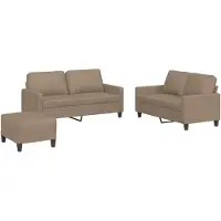 vidaXL Ensemble de canapés 3 pièces avec coussins Cappuccino-Brun Similicuir
