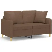 vidaXL Canapé 2 places avec oreillers décoratifs marron 120 cm tissu