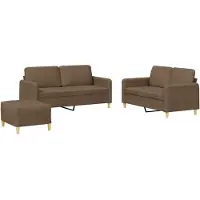 vidaXL Ensemble de canapés 3 pièces avec coussins Tissu brun