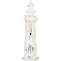 Clayre & Eef Figurine de décoration Phare Ø 10x32 cm Blanc MDF