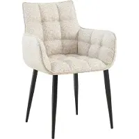 CLP Chaise de salle à manger Tirana, avec revêtement en tissu rembourré, couleur ivoire, structure noire