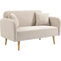 HOMCOM Canapé 2 places avec 2 coussins décoratifs, canapé double rembourré en Samtopik