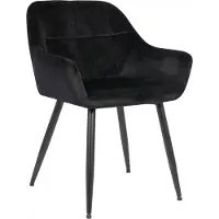 CLP - Fauteuil d'invité Emia avec coutures décoratives, couleur noire. Matériau : velours