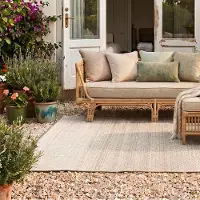 FRAAI Tapis d’extérieur en jute – Nusa Lines Beige | 120x170 cm | Rectangulaire | Tissage plat