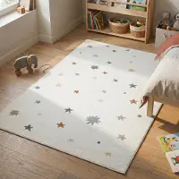 Little Olly Tapis lavable pour enfant - Ravi Stars Multicolore | 80x150 cm | Rectangulaire | Pile courte