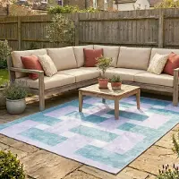 FRAAI Tapis d'intérieur et d'extérieur rétro - Pop Lines Lilas | 140x200 cm | Rectangulaire | Tissage plat