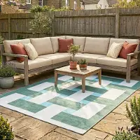 FRAAI Tapis d'intérieur et d'extérieur rétro - Pop Lines Vert | 120x170 cm | Rectangulaire | Tissage plat