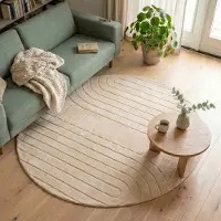 FRAAI Tapis scandinave rond - Charm Arches Beige | Ø 200 cm | Rond | Pile courte