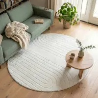 FRAAI Tapis scandinave rond - Charm Arches Blanc | Ø 200 cm | Rond | Pile courte