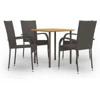 vidaXL Ensemble de jardin 5 pièces Poly rotin brun