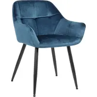 CLP Chaise visiteur Emia avec surpiqûres décoratives bleues, en velours