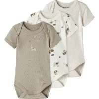 Name it Barboteuse / body beige foncé / beige chiné / marron / blanc