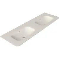 Royal plaza Terra Vasque pour meuble - 141x46x1.2cm - 2 vasques - sans trous de robinett - solid surface - coins arrondis - blanc mat SW1418384