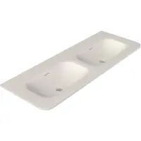 Royal plaza Terra Vasque pour meuble - 121x46x1.2cm - 2 vasques - sans trous de robinet - solid surface - coins arrondis - blanc mat SW1418386