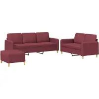 vidaXL Ensemble de canapés 3 pièces avec coussins vin rouge Tissu