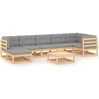 vidaXL Ensemble salon de jardin 8 pièces avec coussins pin massif