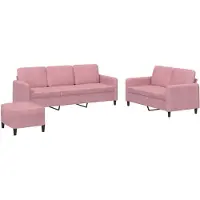 vidaXL 3-pc. Ensemble de canapés en velours rose