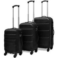 vidaXL Ensemble de valises à coque dure 3 pièces noir 45,5/55/66 cm
