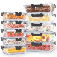 Avalo Boîtes de conservation en verre - - Contenants repas - Boîtes de congélation - Avec couvercle - Lot de 10 1060ml / 370ml